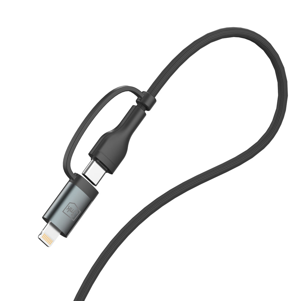 3mk Hyper Cable N-SERIES 2 i 2 USB-A / USB-C og USB-C / Lightning 1.2m QC 3.0 9V / 2A 60W - sort