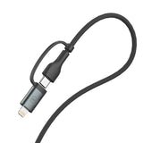 3mk Hyper Cable N-SERIES 2 i 2 USB-A / USB-C og USB-C / Lightning 1.2m QC 3.0 9V / 2A 60W - sort