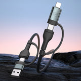 3mk Hyper Cable N-SERIES 2 i 2 USB-A / USB-C og USB-C / Lightning 1.2m QC 3.0 9V / 2A 60W - sort