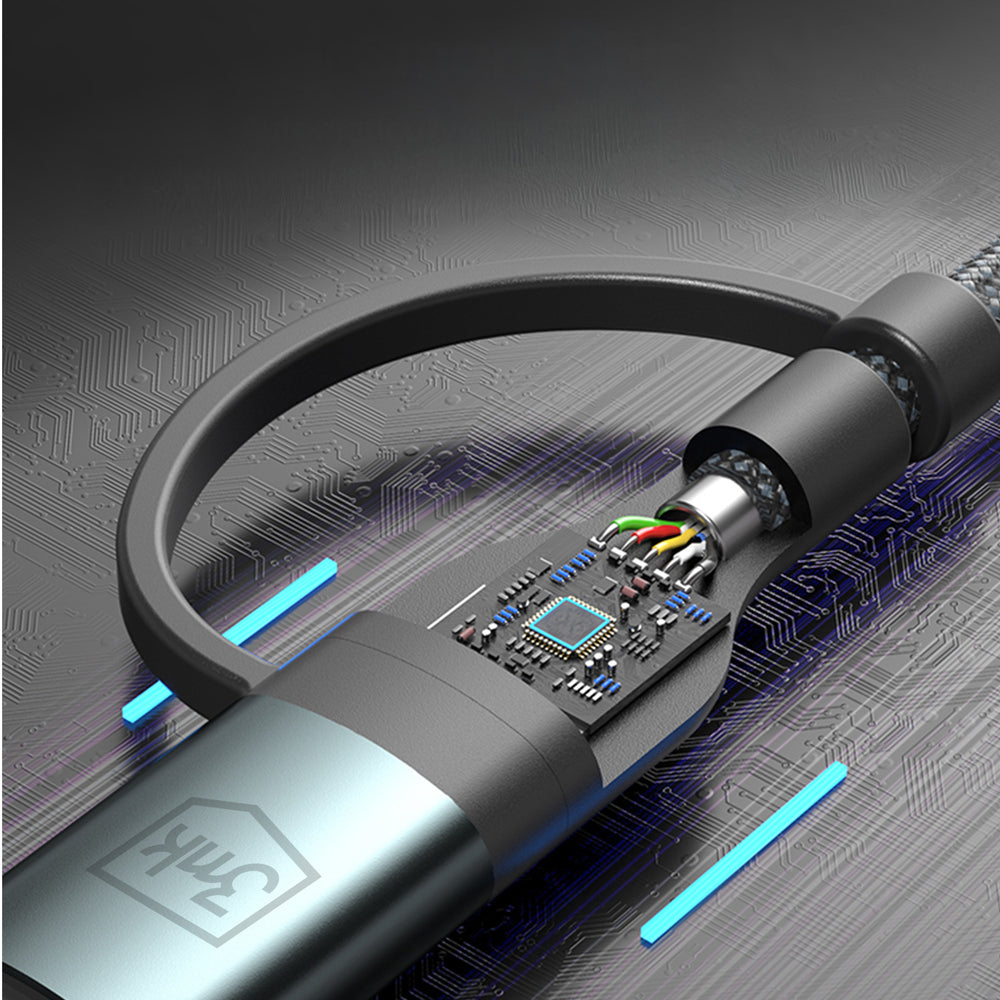 3mk Hyper Cable N-SERIES 2 i 2 USB-A / USB-C og USB-C / Lightning 1.2m QC 3.0 9V / 2A 60W - sort