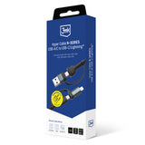 3mk Hyper Cable N-SERIES 2 i 2 USB-A / USB-C og USB-C / Lightning 1.2m QC 3.0 9V / 2A 60W - sort