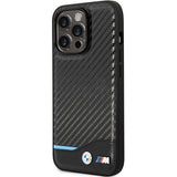 BMW læder Carbon Case til iPhone 13 Pro Max - sort