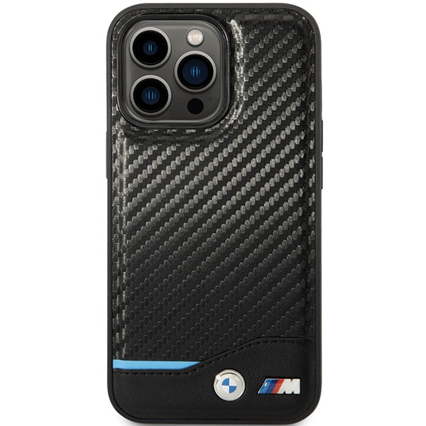 BMW læder Carbon Case til iPhone 13 Pro Max - sort