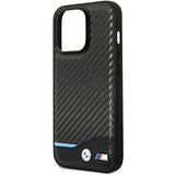 BMW læder Carbon Case til iPhone 13 Pro Max - sort