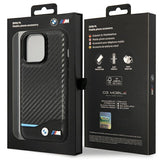 BMW læder Carbon Case til iPhone 13 Pro Max - sort