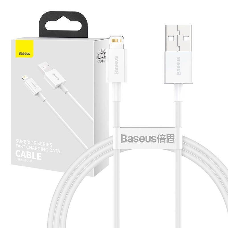 Baseus Superior-serien Kabel USB til Lightning, 2,4A, 1m (hvid)