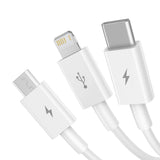 USB-kabel 3in1 Baseus Superior Series, USB til mikro USB / USB-C / Lightning, 3,5 A, 1,5 m (hvid)