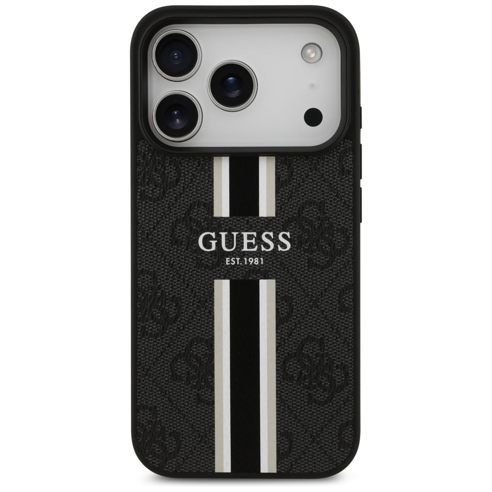 Guess 4G Printed Stripes MagSafe case til iPhone 17 Pro - sort