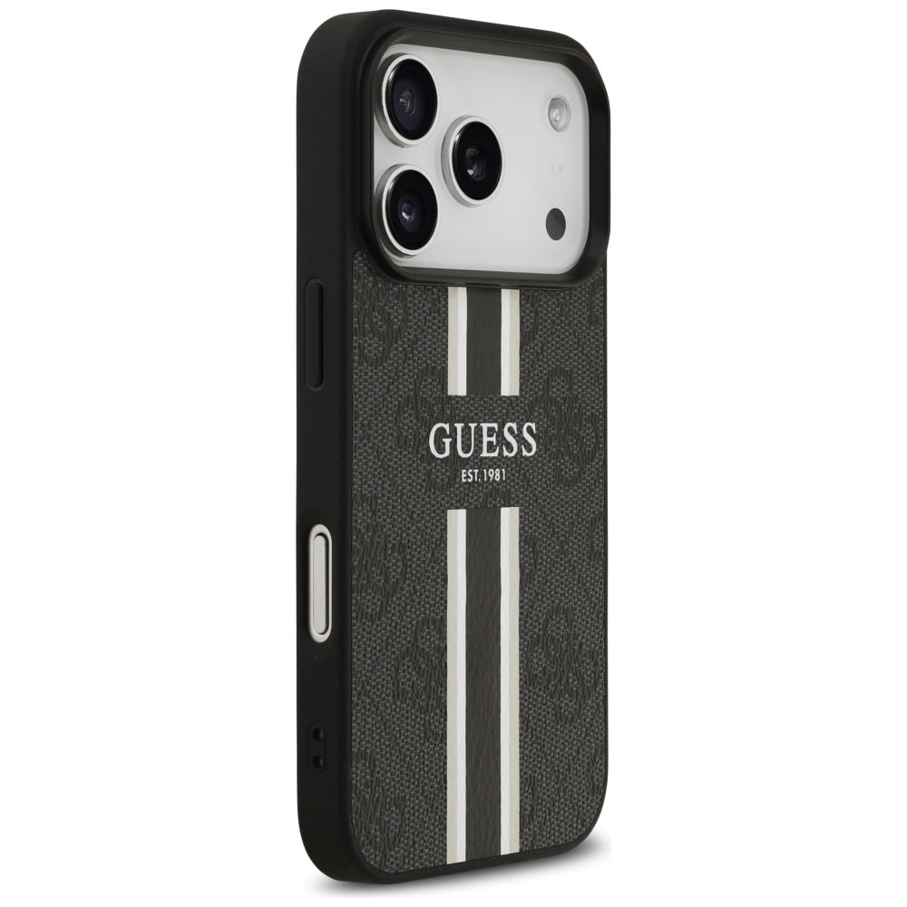 Guess 4G Printed Stripes MagSafe case til iPhone 17 Pro - sort