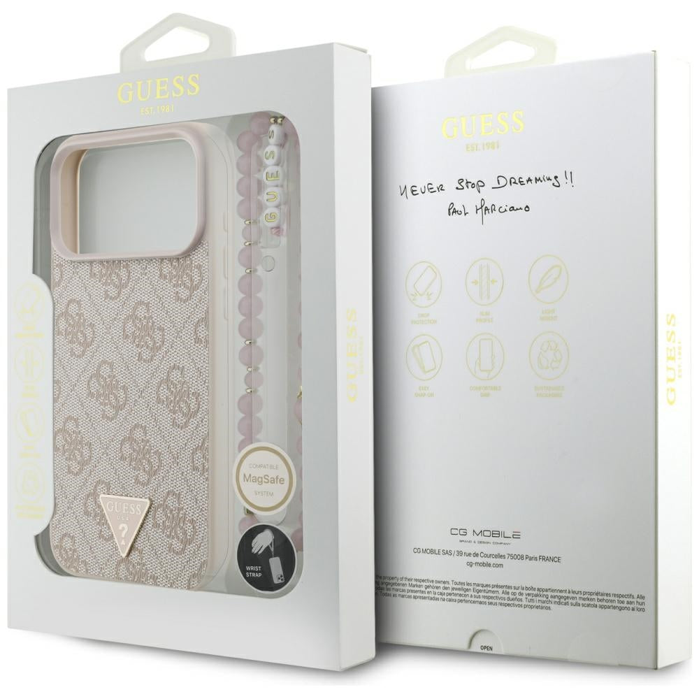 Guess 4G Strap Triangle Logo MagSafe Case til iPhone 17 Pro Max - Pink