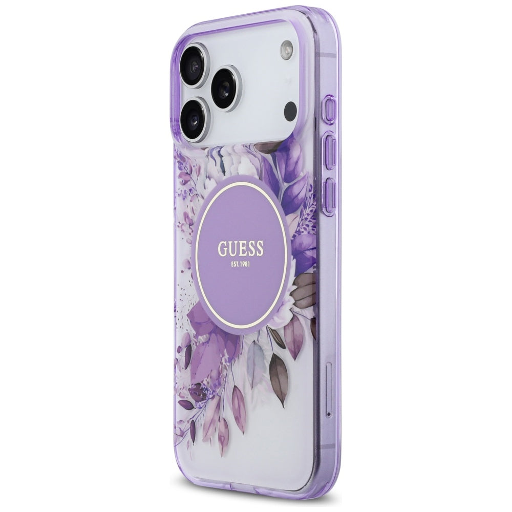 Guess IML Flower & Tonal Circle MagSafe-hylster til iPhone 17 Pro Max - lilla