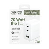 PanzerGlass empower by ® Turbo 70W Multiple Oplader inkl. 2 x USB-C + USB-A | UK Stik | Silver White