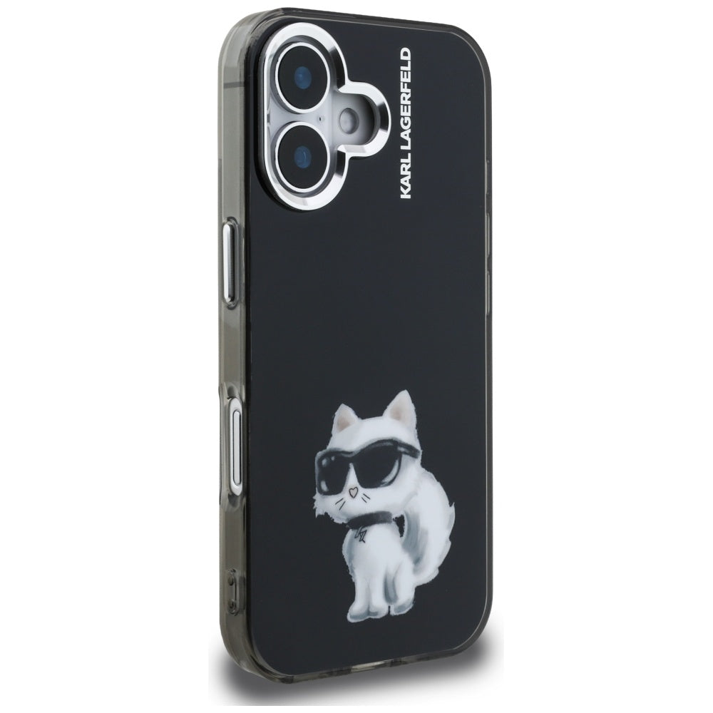 Karl Lagerfeld IML Aquarelle Choupette & Logo iPhone 16 Case - sort