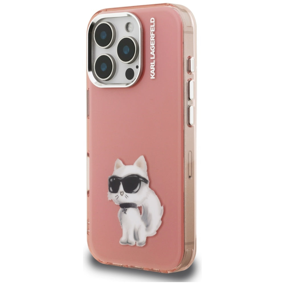 Karl Lagerfeld IML Aquarelle Choupette & Logo Case til iPhone 16 Pro Max - Pink
