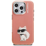 Karl Lagerfeld IML Aquarelle Choupette & Logo iPhone 16 Pro Case - Pink