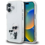Karl Lagerfeld IML Aquarelle Karl & Choupette & Logo iPhone 16 Case - Hvid