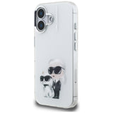 Karl Lagerfeld IML Aquarelle Karl & Choupette & Logo iPhone 16 Case - Hvid