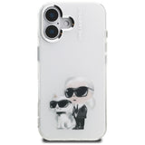 Karl Lagerfeld IML Aquarelle Karl & Choupette & Logo iPhone 16 Case - Hvid