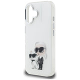 Karl Lagerfeld IML Aquarelle Karl & Choupette & Logo iPhone 16 Case - Hvid