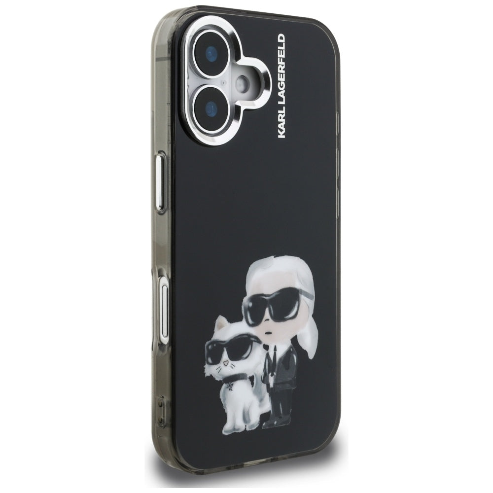 Karl Lagerfeld IML Aquarelle Karl & Choupette & Logo iPhone 16 Case - sort