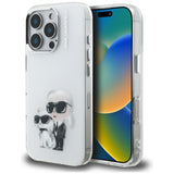 Karl Lagerfeld IML Aquarelle Karl & Choupette & Logo iPhone 16 Pro Case - Hvid