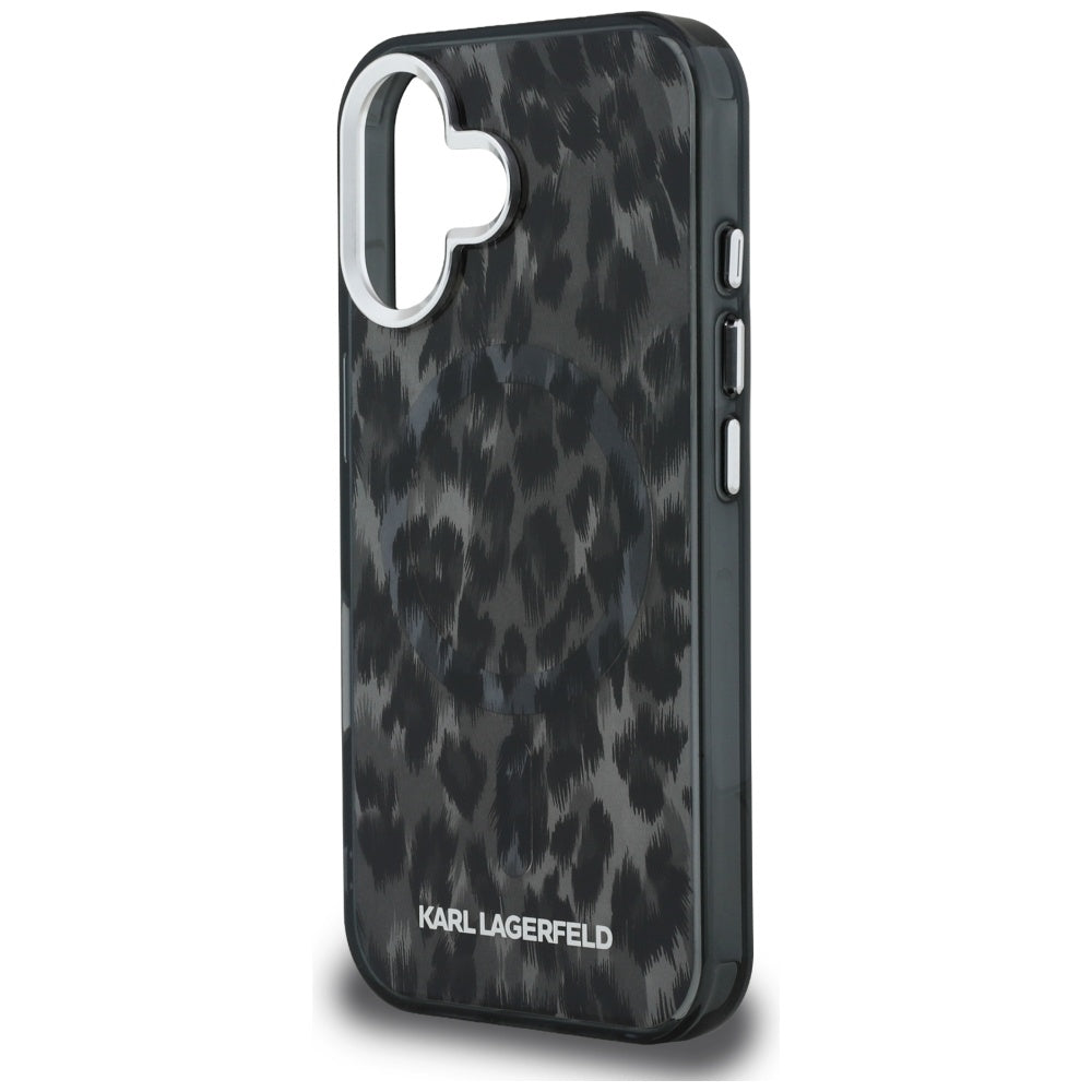 Karl Lagerfeld IML Leopard Pattern MagSafe Case til iPhone 16 - sort