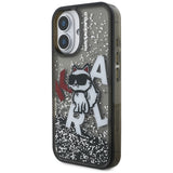 Karl Lagerfeld flydende glitter Choupette Logo iPhone 16 Case - sort