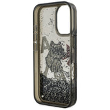 Karl Lagerfeld flydende glitter Choupette Logo iPhone 16 Case - sort