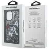 Karl Lagerfeld flydende glitter Choupette Logo iPhone 16 Case - sort
