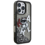 Karl Lagerfeld Liquid Glitter Choupette Logo Case til iPhone 16 Pro Max - sort