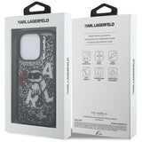 Karl Lagerfeld Liquid Glitter Choupette Logo Case til iPhone 16 Pro Max - sort