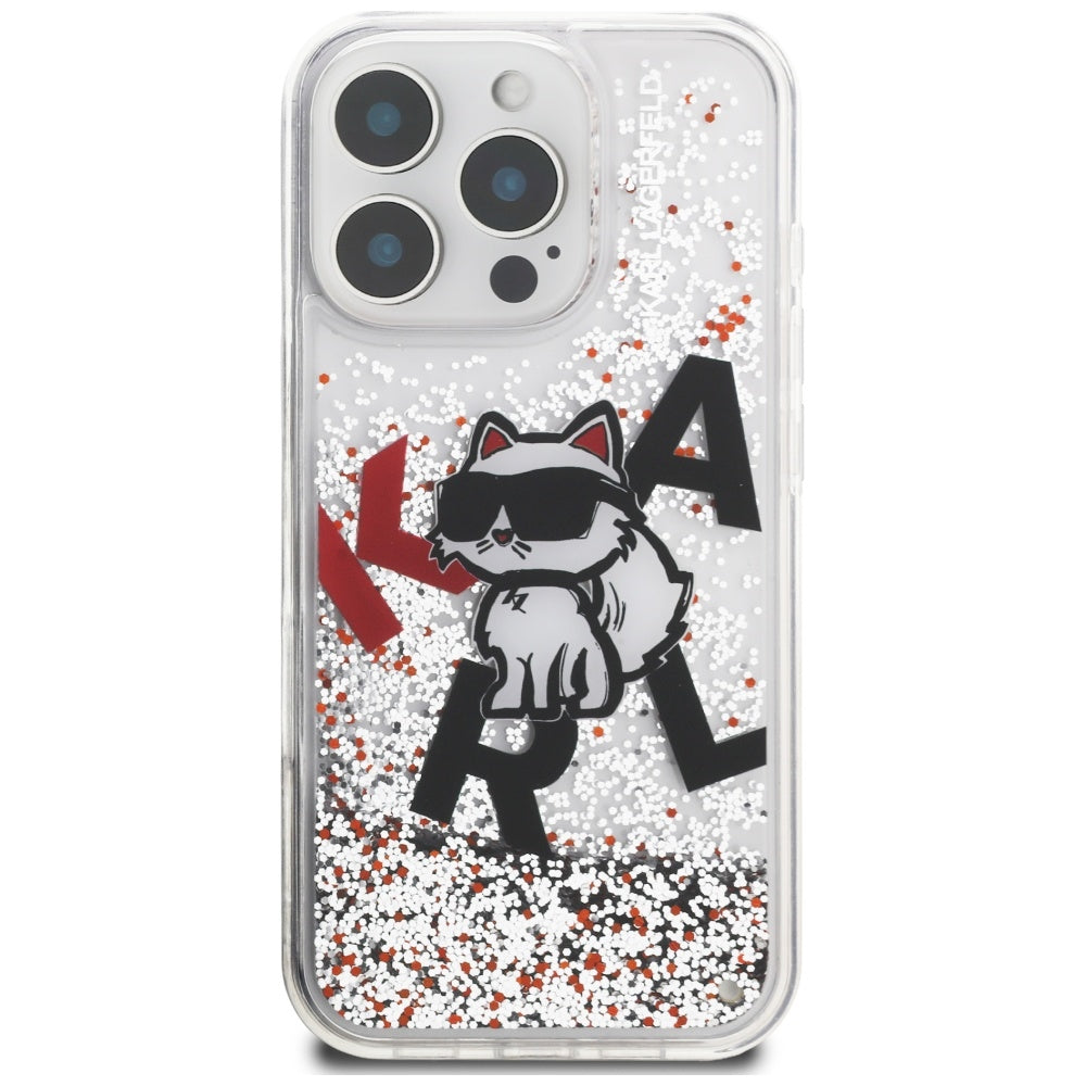 Karl Lagerfeld Liquid Glitter Choupette Logo Case til iPhone 16 Pro Max - Klar