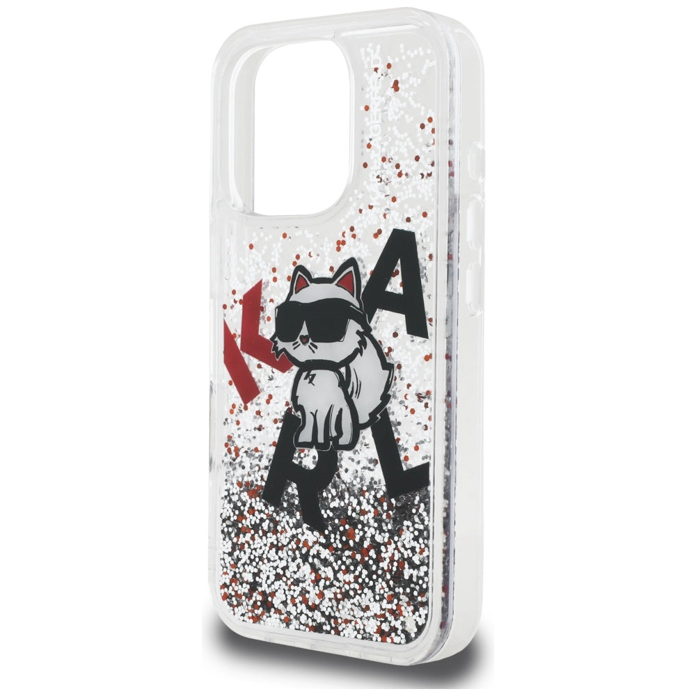 Karl Lagerfeld Liquid Glitter Choupette Logo Case til iPhone 16 Pro - Klar