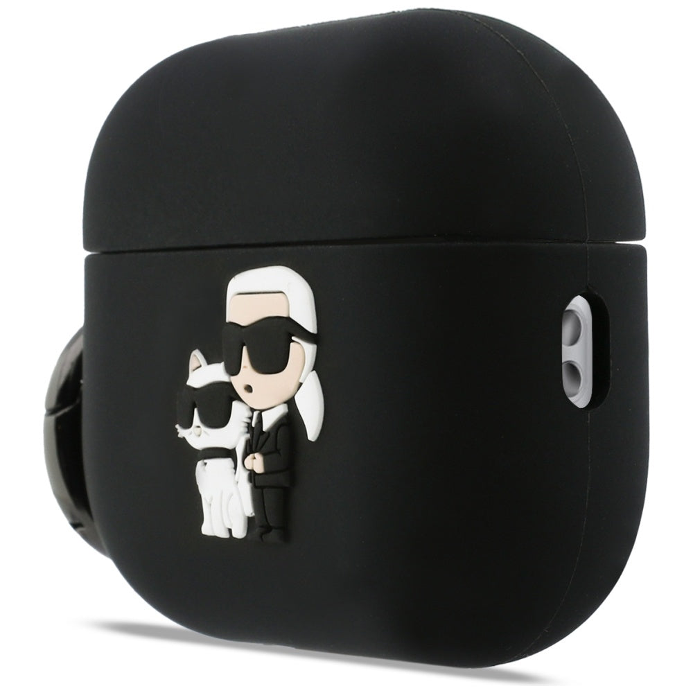 Karl Lagerfeld Silikon Karl & Chaupette Head 3D Case til AirPods Pro 3 - sort