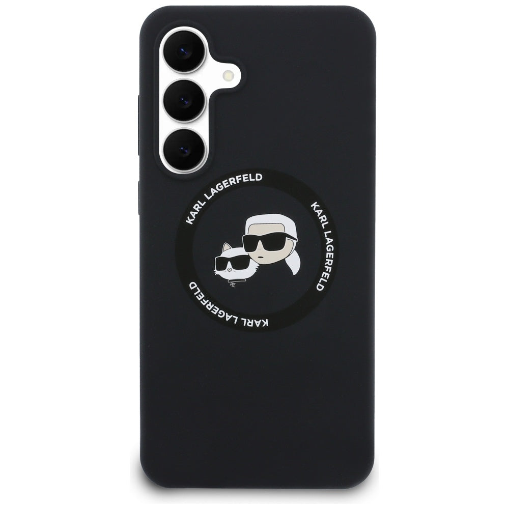 Karl Lagerfeld Silicone Karl & Choupette Heads MagSafe Case til Samsung Galaxy S25 FE - sort