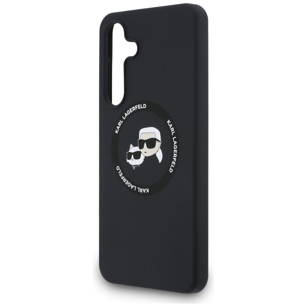 Karl Lagerfeld Silicone Karl & Choupette Heads MagSafe Case til Samsung Galaxy S25 FE - sort