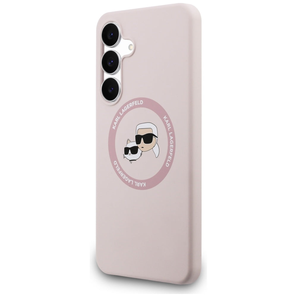 Karl Lagerfeld Silicone Karl & Choupette Heads MagSafe Case til Samsung Galaxy S25 FE - Pink