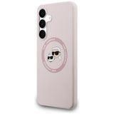 Karl Lagerfeld Silicone Karl & Choupette Heads MagSafe Case til Samsung Galaxy S25 FE - Pink