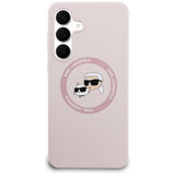 Karl Lagerfeld Silicone Karl & Choupette Heads MagSafe Case til Samsung Galaxy S25 FE - Pink