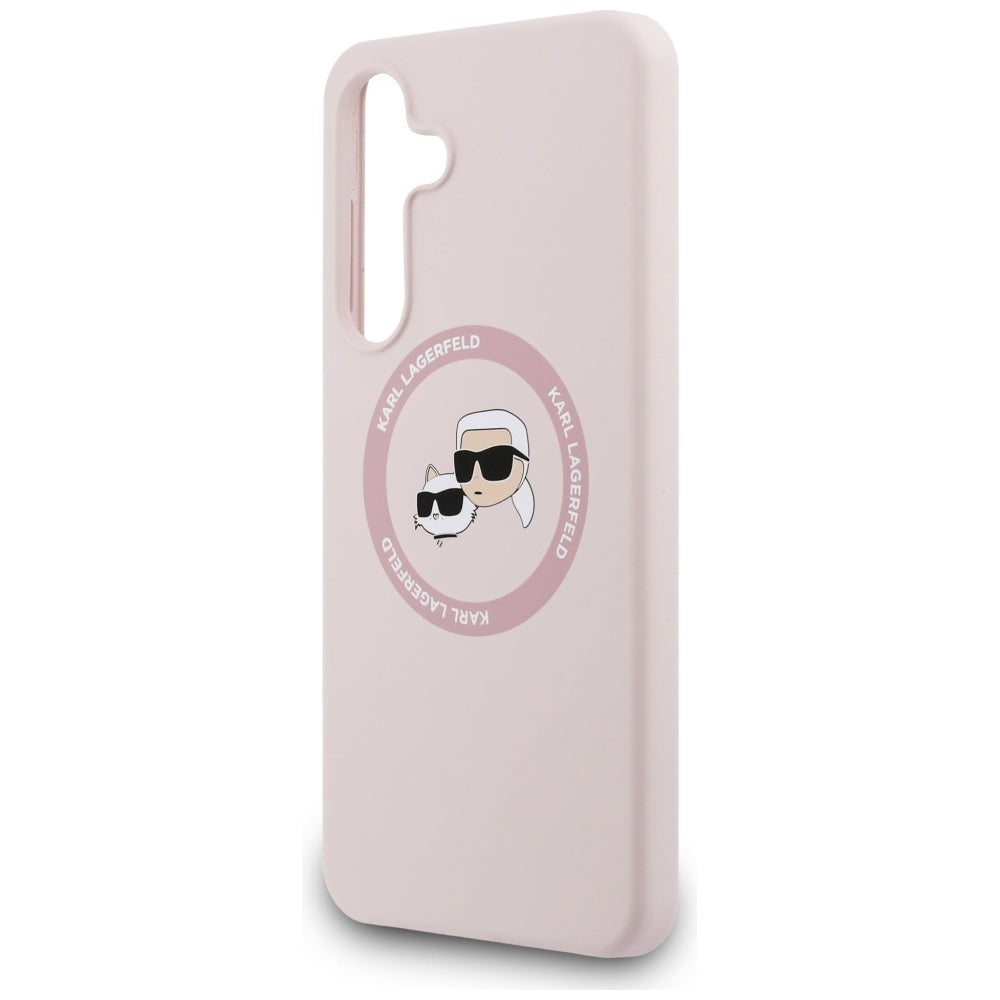 Karl Lagerfeld Silicone Karl & Choupette Heads MagSafe Case til Samsung Galaxy S25 FE - Pink
