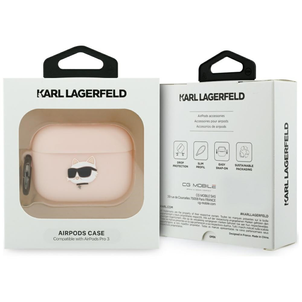Karl Lagerfeld Silicone Chaupette Head 3D Case til AirPods Pro 3 - Pink