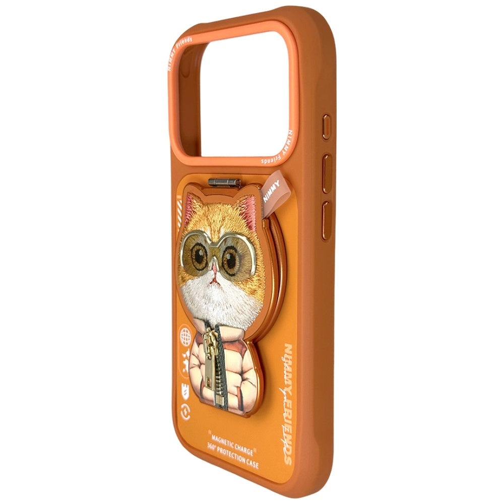 Nimmy Cool&Cute 2.0 Cat Case til iPhone 17 Pro Max med Magnetisk Hanger - Orange