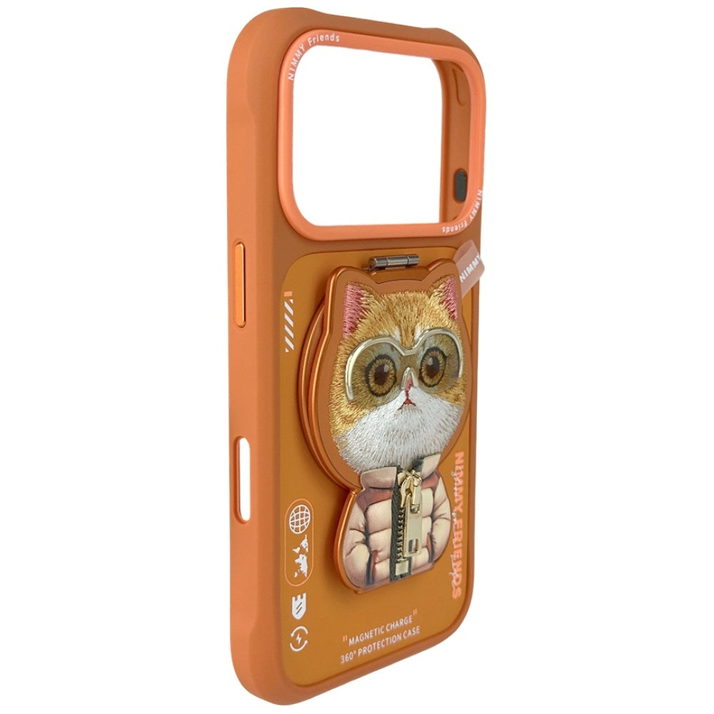Nimmy Cool&Cute 2.0 Cat Case til iPhone 17 Pro med Magnetisk Hanger - Orange