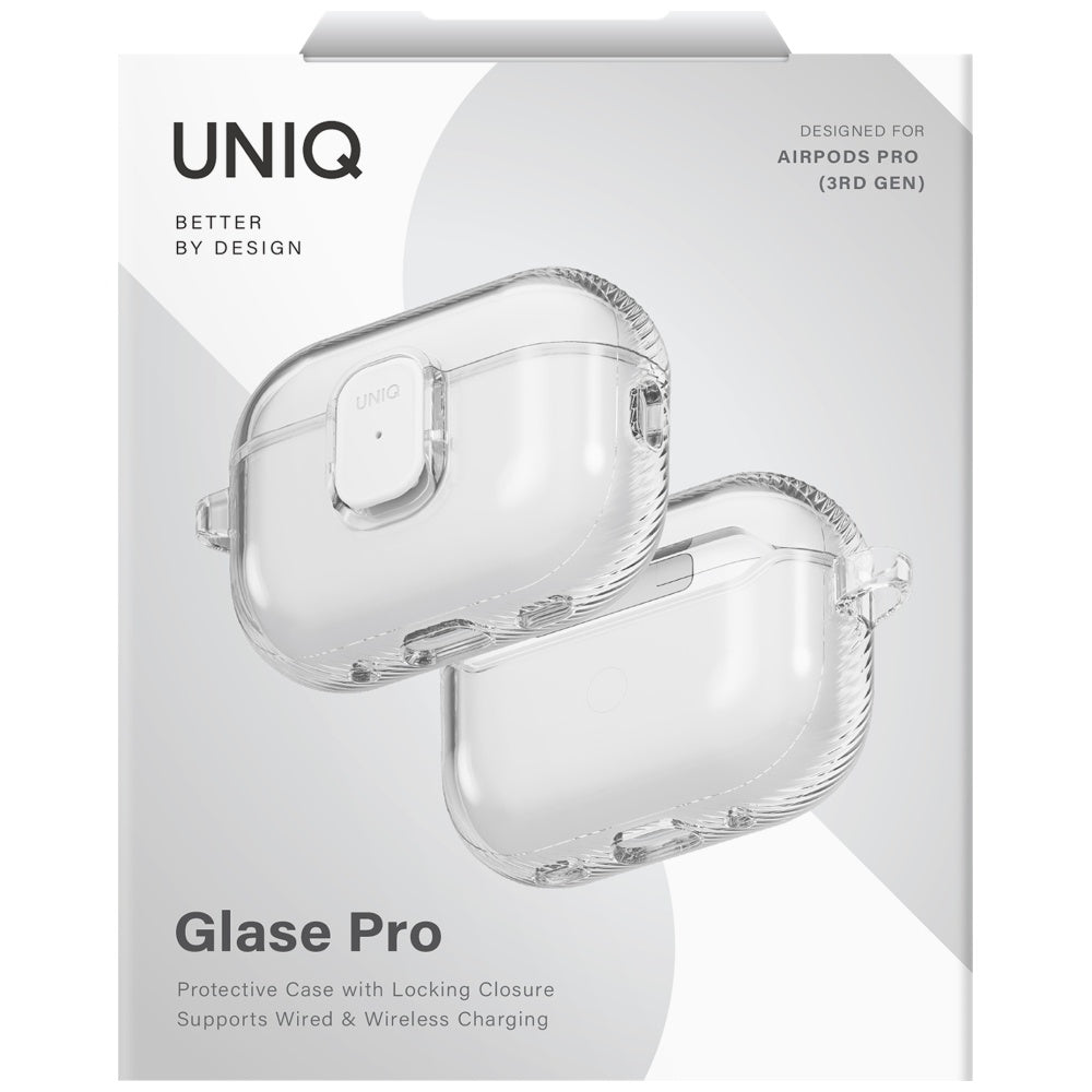 Uniq Glase Pro Case til AirPods Pro 3 Lock Case - gennemsigtig