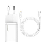 Baseus Super Si Quick Charger 1C 20W med USB-C kabel til Lightning 1m (hvid)