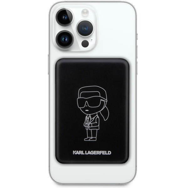 Karl Lagerfeld Ikonik MagSafe 5W 3000mAh Induktiv Power Bank - sort