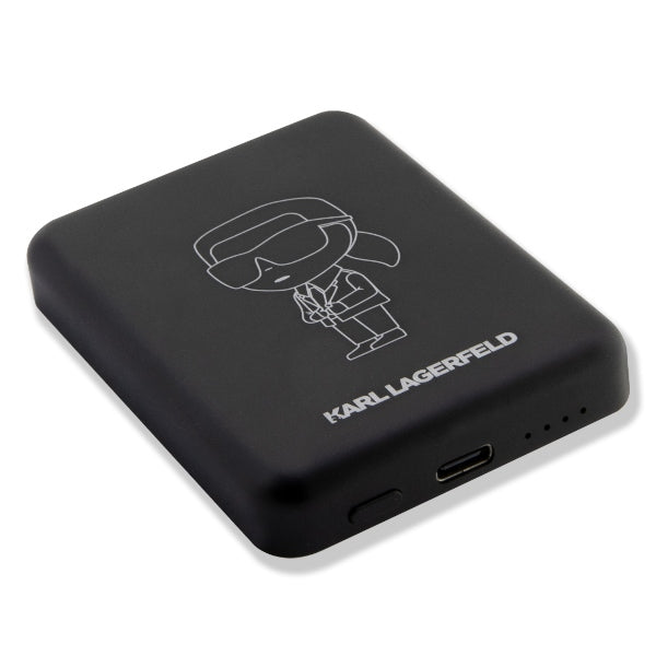 Karl Lagerfeld Ikonik MagSafe 5W 3000mAh Induktiv Power Bank - sort