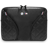 BMW Carbon Pockets & Metal Logo Sleeve 14" Laptop Bag - sort