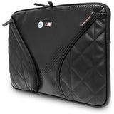 BMW Carbon Pockets & Metal Logo Sleeve 14" Laptop Bag - sort