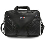 BMW Carbon Pockets & Metal Logo 16" Laptop Bag - sort